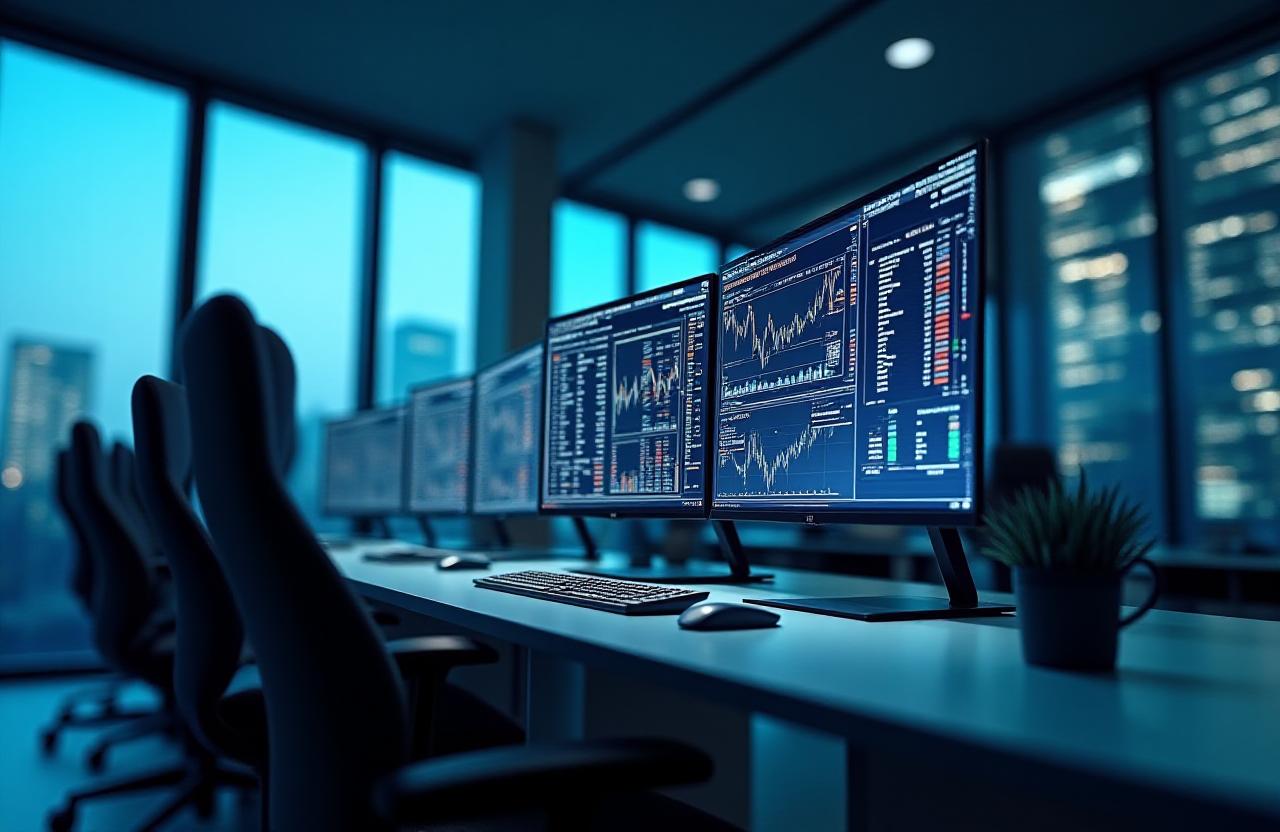Moderner Brokerage Trading Desk in Hamburg